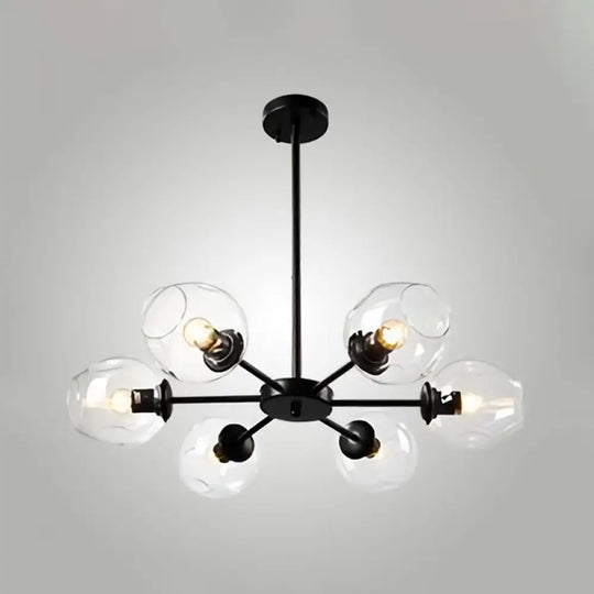 Nordic Gradient Glass Chandelier Pendant Light With Cup Shade For Living Room 6 / Black Clear