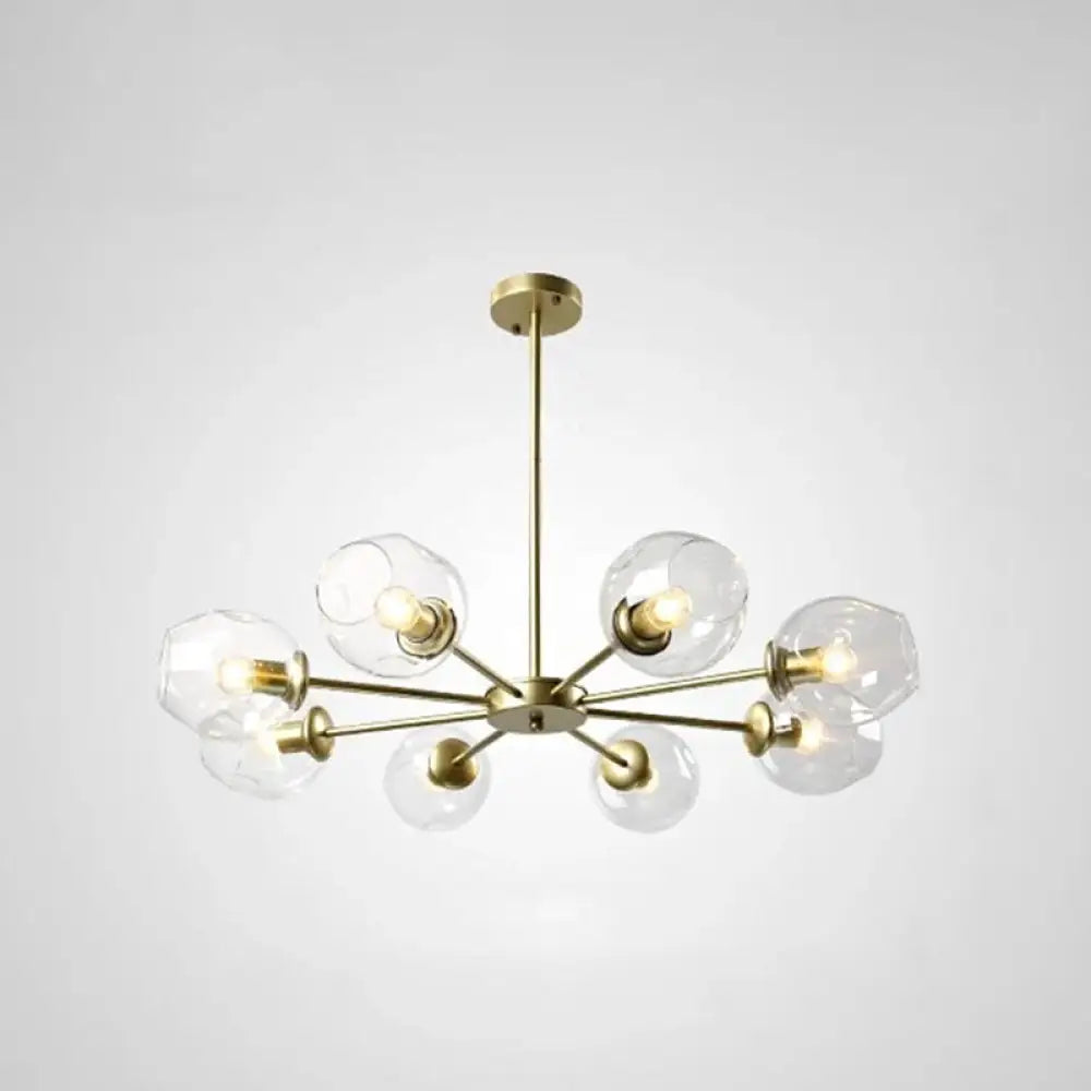 Nordic Gradient Glass Chandelier Pendant Light With Cup Shade For Living Room 6 / Gold Clear