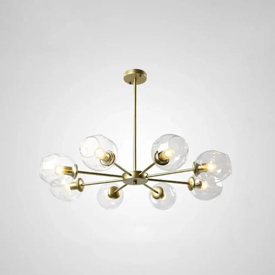 Nordic Gradient Glass Chandelier Pendant Light With Cup Shade For Living Room 6 / Gold Clear