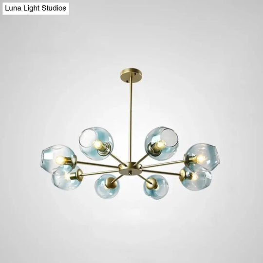 Nordic Gradient Glass Chandelier Pendant Light With Cup Shade For Living Room