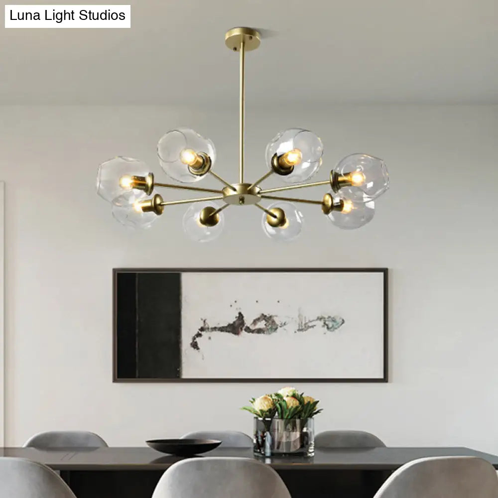 Nordic Gradient Glass Pendant Light With Dimpled Finish - Ideal For Living Room 8 / Gold Clear