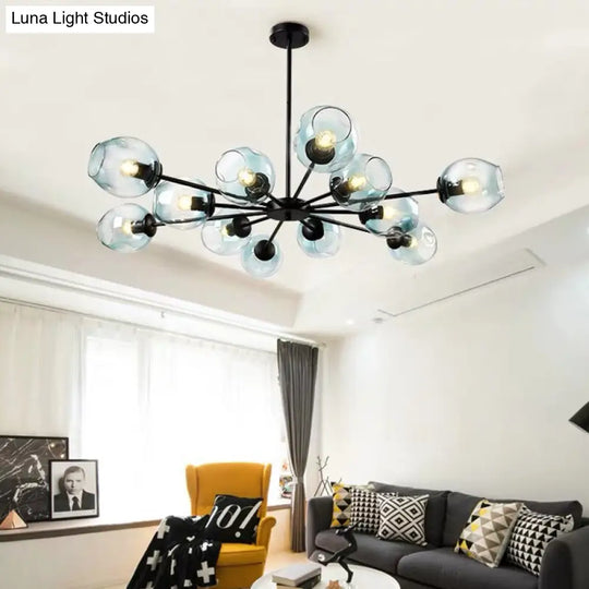 Nordic Gradient Glass Pendant Light With Dimpled Finish - Ideal For Living Room 12 / Black Blue