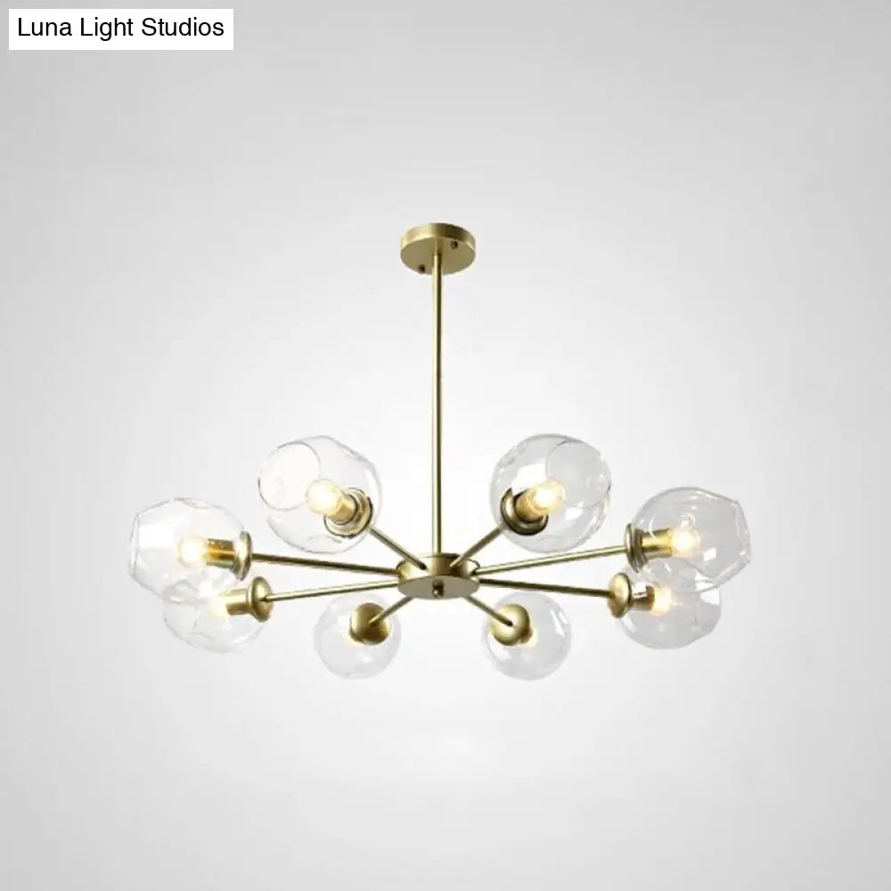 Nordic Gradient Glass Pendant Light With Dimpled Finish - Ideal For Living Room 6 / Gold Clear