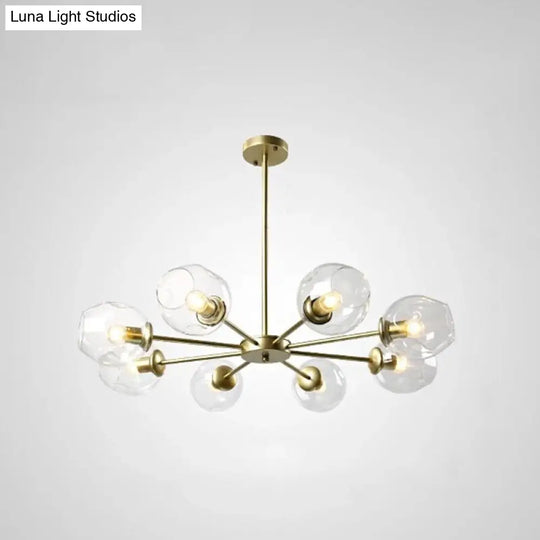 Nordic Gradient Glass Pendant Light With Dimpled Finish - Ideal For Living Room 6 / Gold Clear