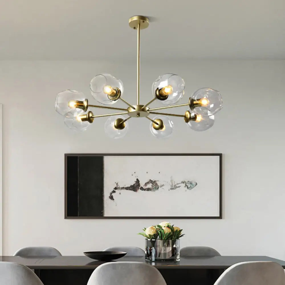 Nordic Gradient Glass Chandelier Pendant Light With Cup Shade For Living Room 8 / Gold Clear