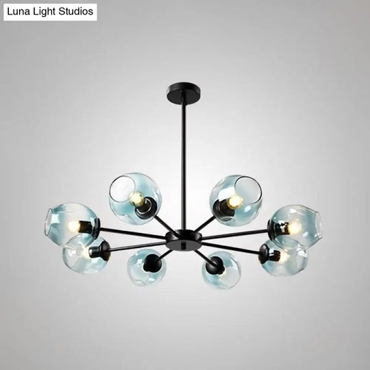 Nordic Gradient Glass Pendant Light With Dimpled Finish - Ideal For Living Room 8 / Black Blue