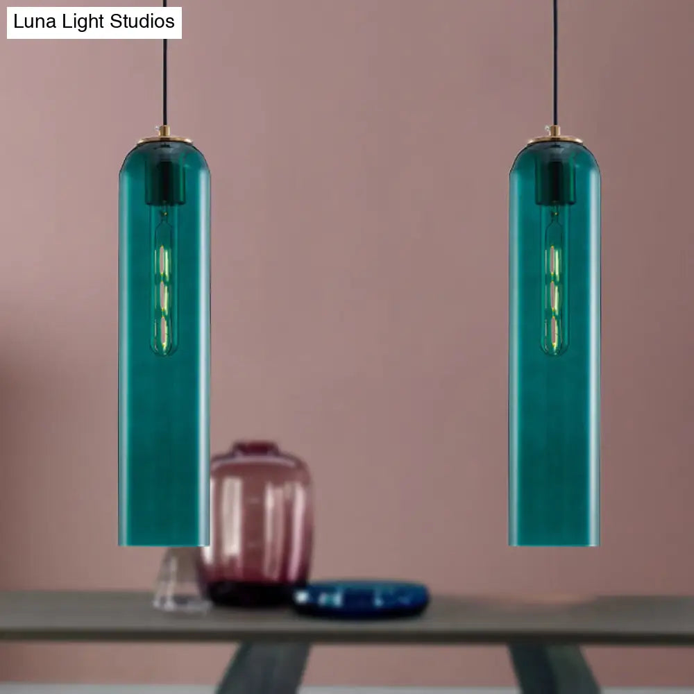 Nordic Style Green Glass Pendant Light For Bedroom