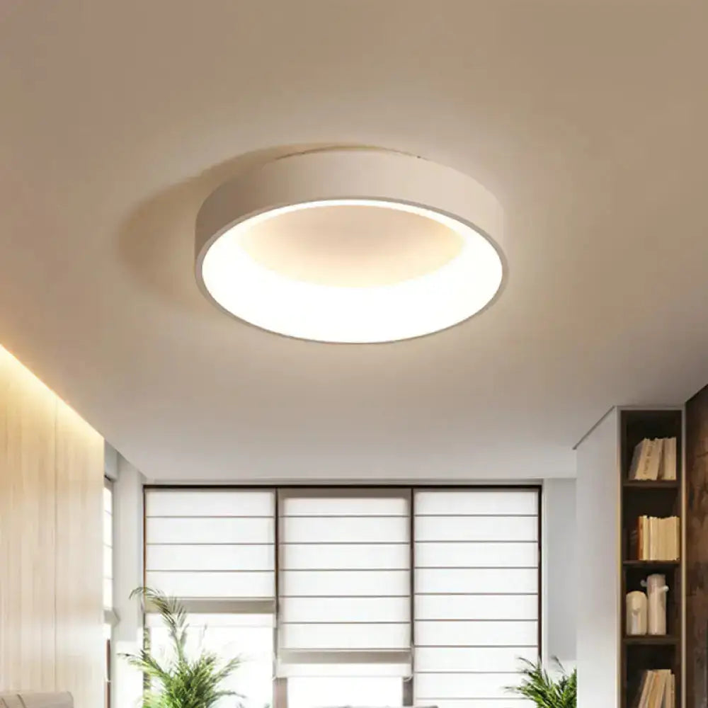 Nordic Grey/White Led Flushmount Ceiling Light - Circular Iron Design Ideal For Bedroom