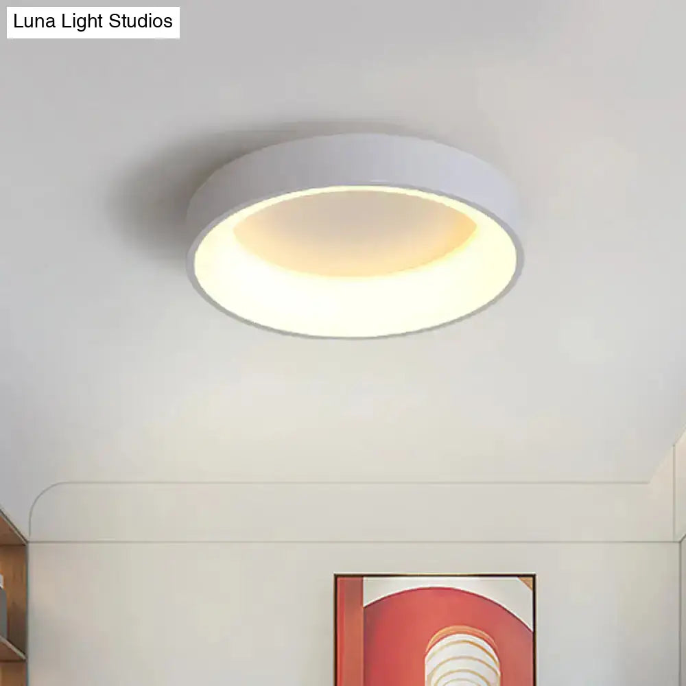 Nordic Grey/White Led Flushmount Ceiling Light - Circular Iron Design Ideal For Bedroom