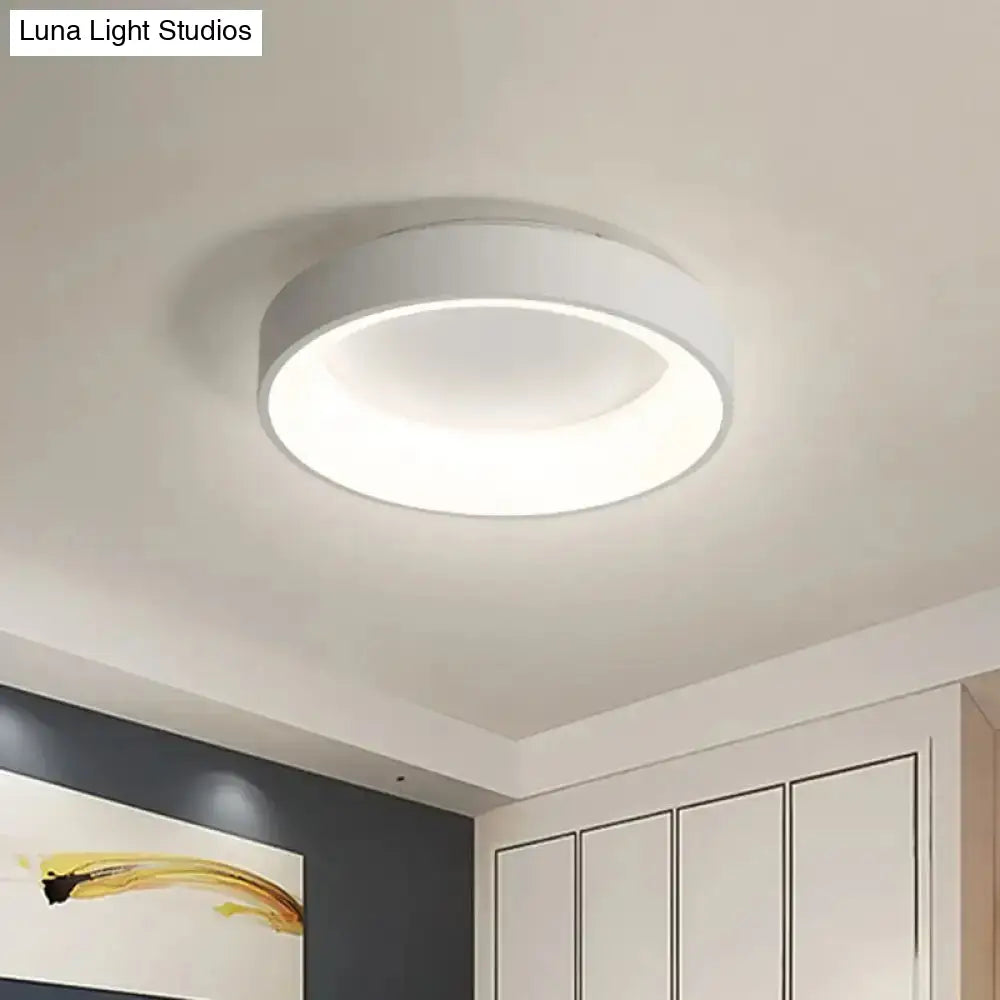 Nordic Grey/White Led Flushmount Ceiling Light - Circular Iron Design Ideal For Bedroom