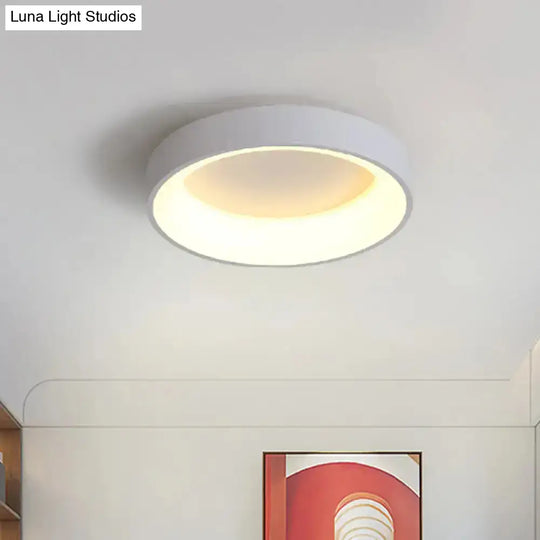 Nordic Grey/White Led Flushmount Ceiling Light - Circular Iron Design Ideal For Bedroom