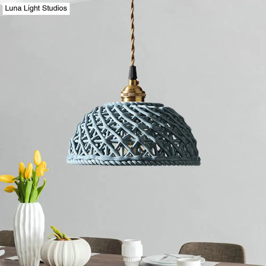 Nordic Grid Dome Hanging Lamp - 6.5/8 Single Bulb Pendant Light For Dining Room Corridor White