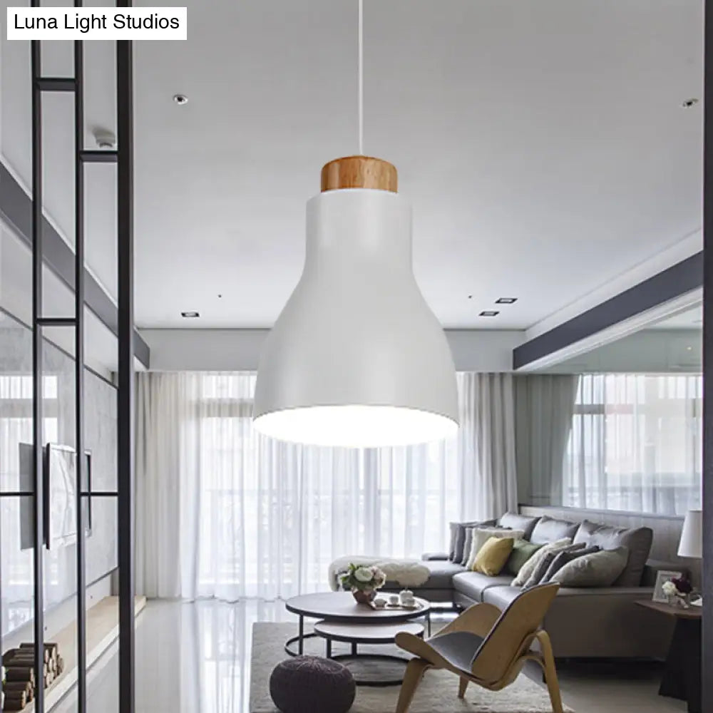 Nordic Half-Bottle Pendant Light - Stylish Metallic Hanging For Balcony And Study Room White