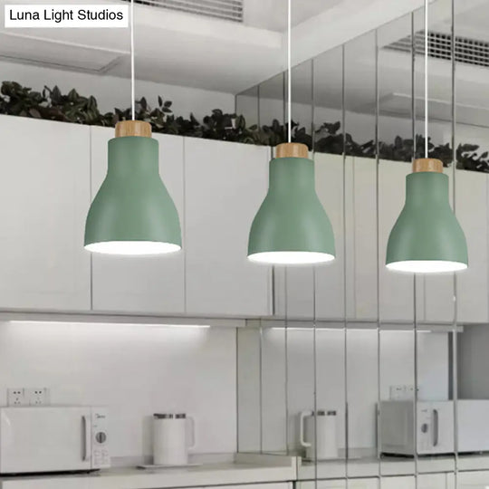 Nordic Half-Bottle Pendant Light - Stylish Metallic Hanging For Balcony And Study Room Green