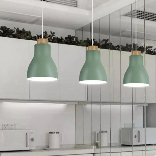 Nordic Half-Bottle Pendant Light - Modern Metallic Hanging For Balcony Or Study Room Green