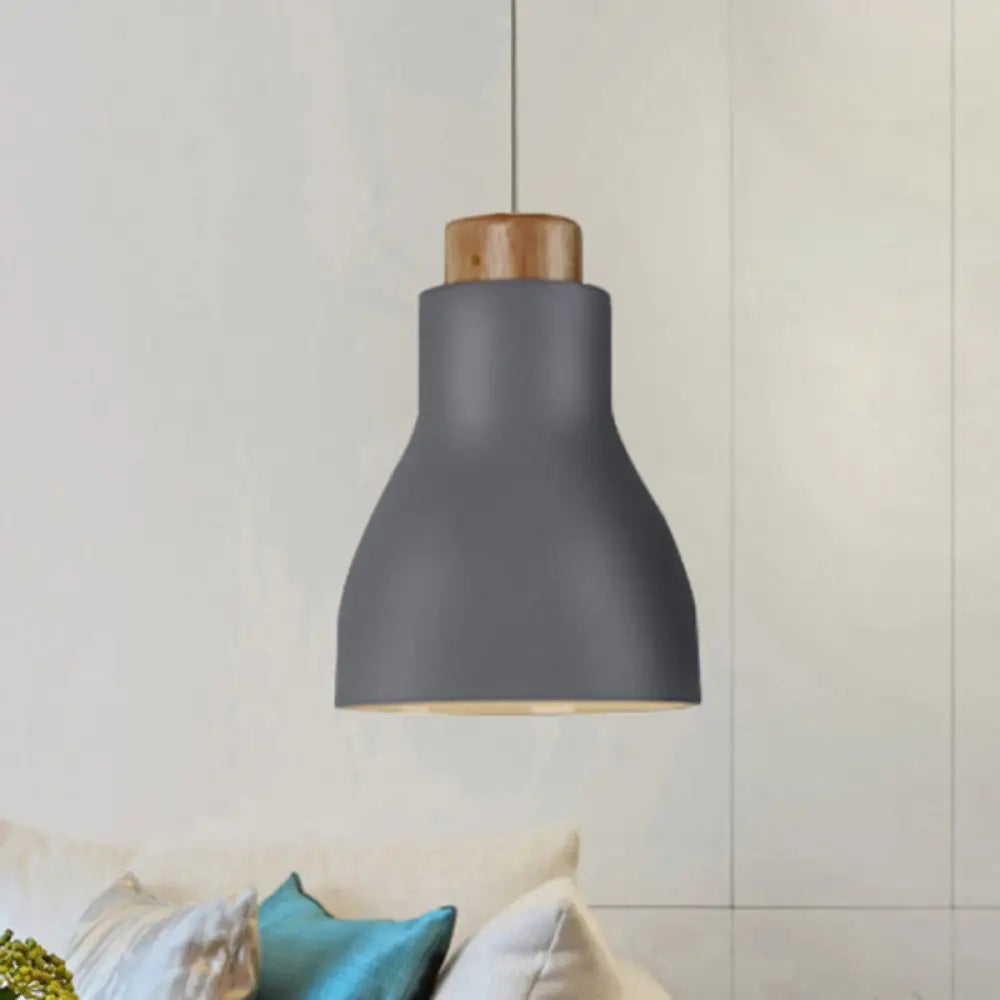 Nordic Half-Bottle Pendant Light - Modern Metallic Hanging For Balcony Or Study Room Grey