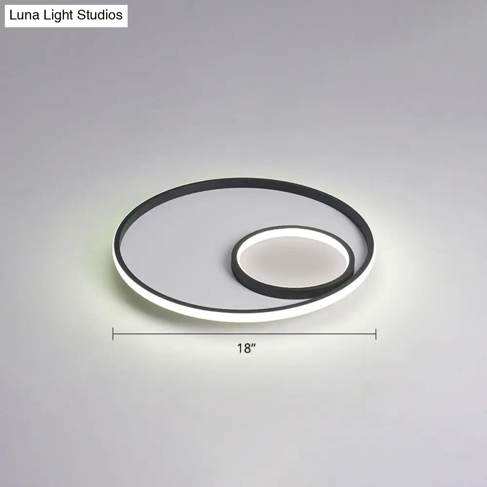 Nordic Halo Led Ceiling Light - Metal Bedroom Flush Mount Fixture Black / White