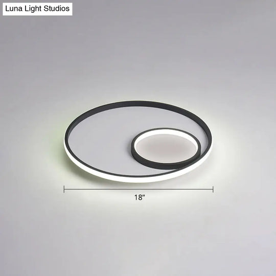 Nordic Halo Led Ceiling Light - Metal Bedroom Flush Mount Fixture Black / White