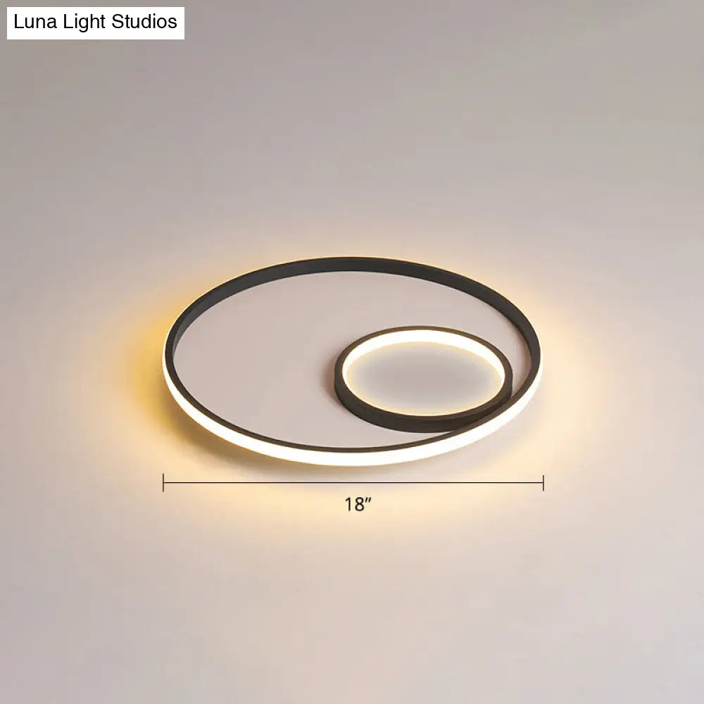 Nordic Halo Led Ceiling Light - Metal Bedroom Flush Mount Fixture Black / Warm