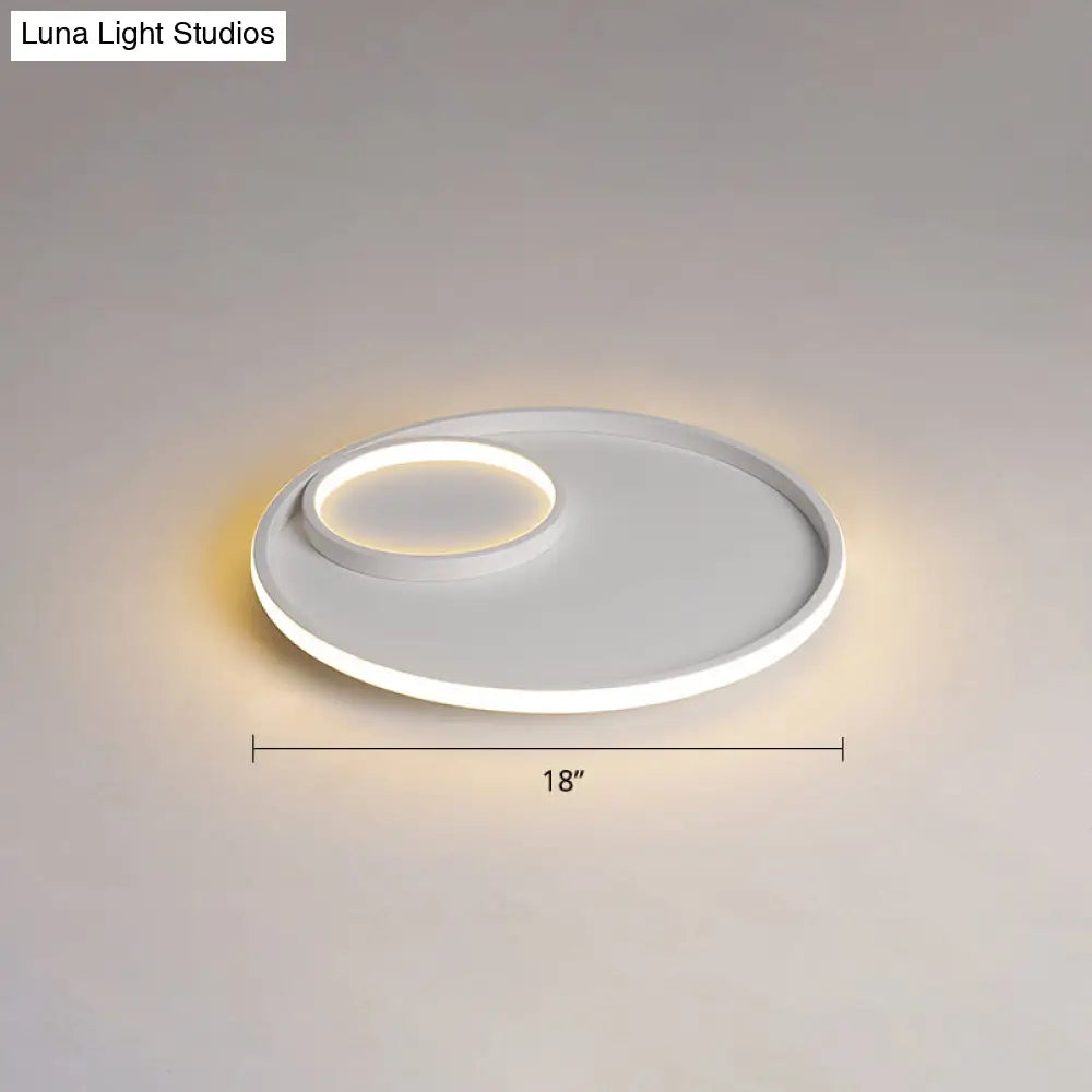 Nordic Halo Led Ceiling Light - Metal Bedroom Flush Mount Fixture White / Warm