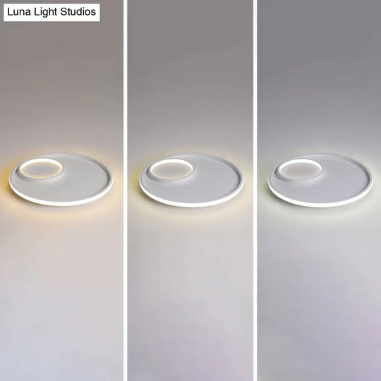 Nordic Halo Led Ceiling Light - Metal Bedroom Flush Mount Fixture White / Third Gear