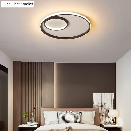 Nordic Halo Led Ceiling Light - Metal Bedroom Flush Mount Fixture