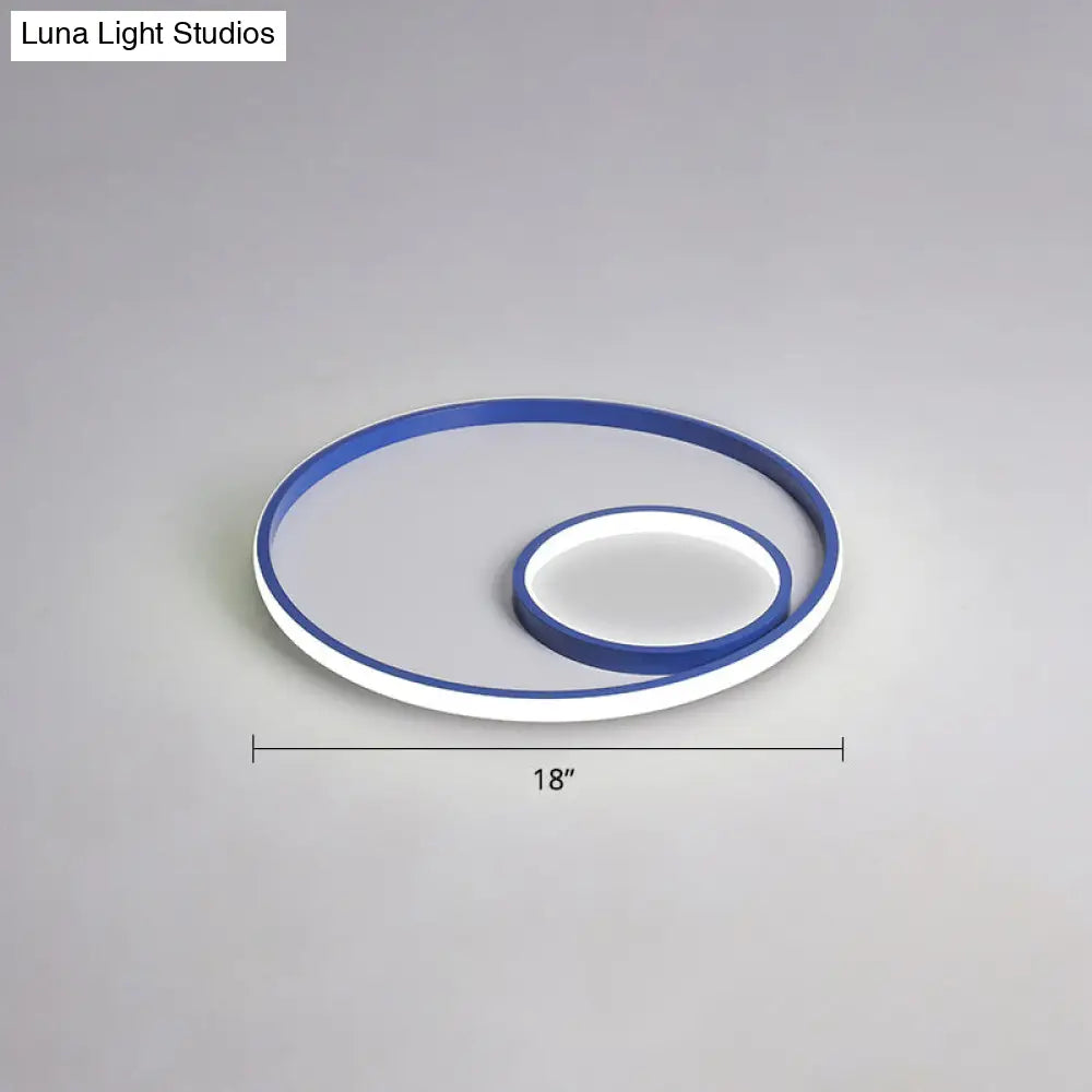 Nordic Halo Led Ceiling Light - Metal Bedroom Flush Mount Fixture Blue / White