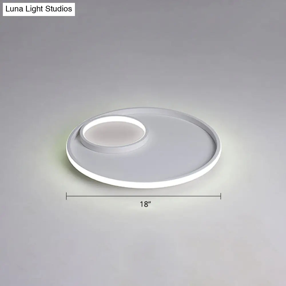 Nordic Halo Led Ceiling Light - Metal Bedroom Flush Mount Fixture White /