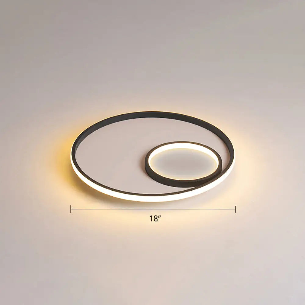 Nordic Halo Led Ceiling Light - Metal Bedroom Flush Mount Fixture Black / Warm