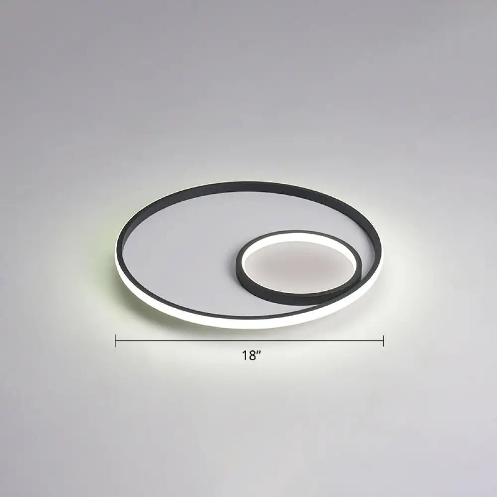 Nordic Halo Led Ceiling Light - Metal Bedroom Flush Mount Fixture Black / White