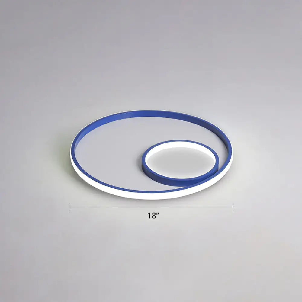 Nordic Halo Led Ceiling Light - Metal Bedroom Flush Mount Fixture Blue / White