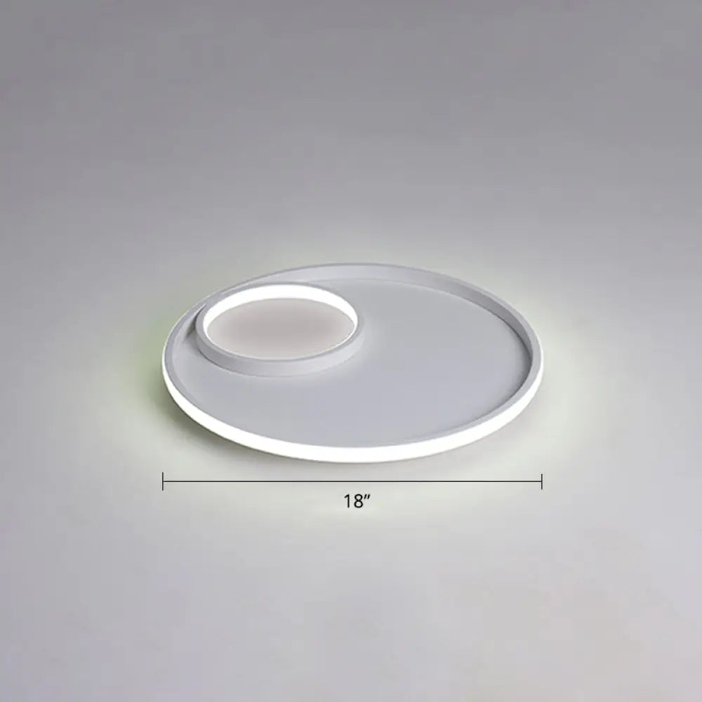 Nordic Halo Led Ceiling Light - Metal Bedroom Flush Mount Fixture White /