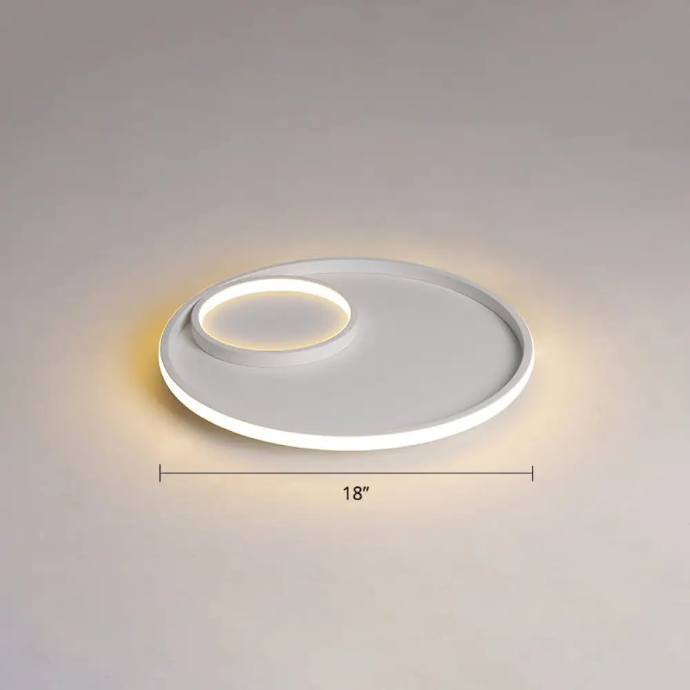 Nordic Halo Led Ceiling Light - Metal Bedroom Flush Mount Fixture White / Warm