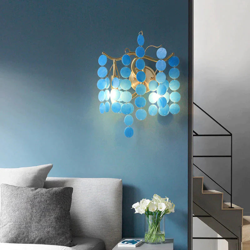 Nordic Handmade Glass Petal Wall Lamp Japanese Creative Household Warm Living Room Bedroom Wall Lamp Bedside Copper Wall Lamp
