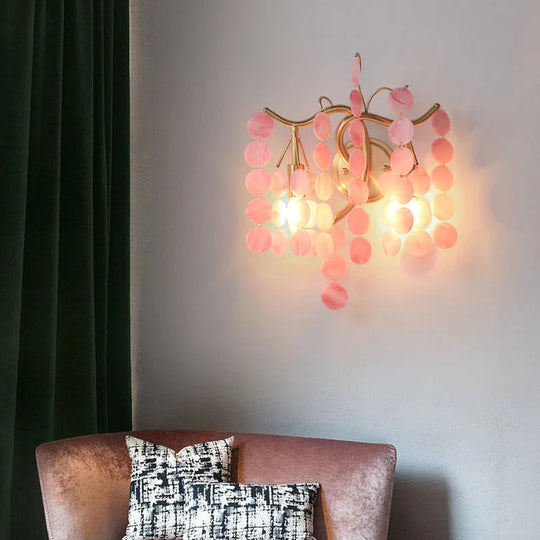 Nordic Handmade Glass Petal Wall Lamp Japanese Creative Household Warm Living Room Bedroom Wall Lamp Bedside Copper Wall Lamp
