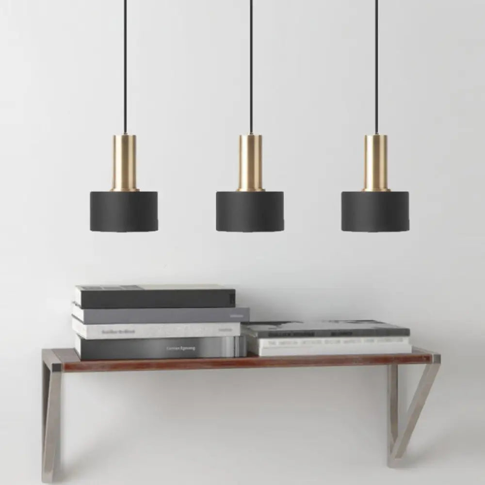 Nordic Hanging Lamp: Black & Gold Round Pendant For Kitchen / Cylinder