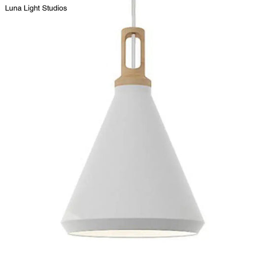 9.5/14 Wide White Pendant Lighting With Cone/Barn Metal Shade - Nordic Hanging Light For Dining Room