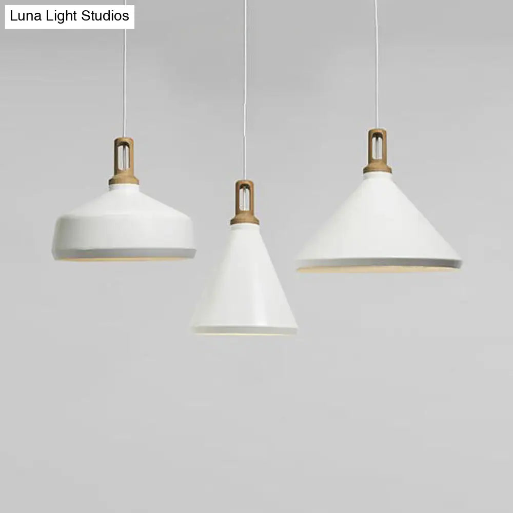 9.5/14 Wide White Pendant Lighting With Cone/Barn Metal Shade - Nordic Hanging Light For Dining Room