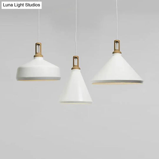 9.5/14 Wide White Pendant Lighting With Cone/Barn Metal Shade - Nordic Hanging Light For Dining Room