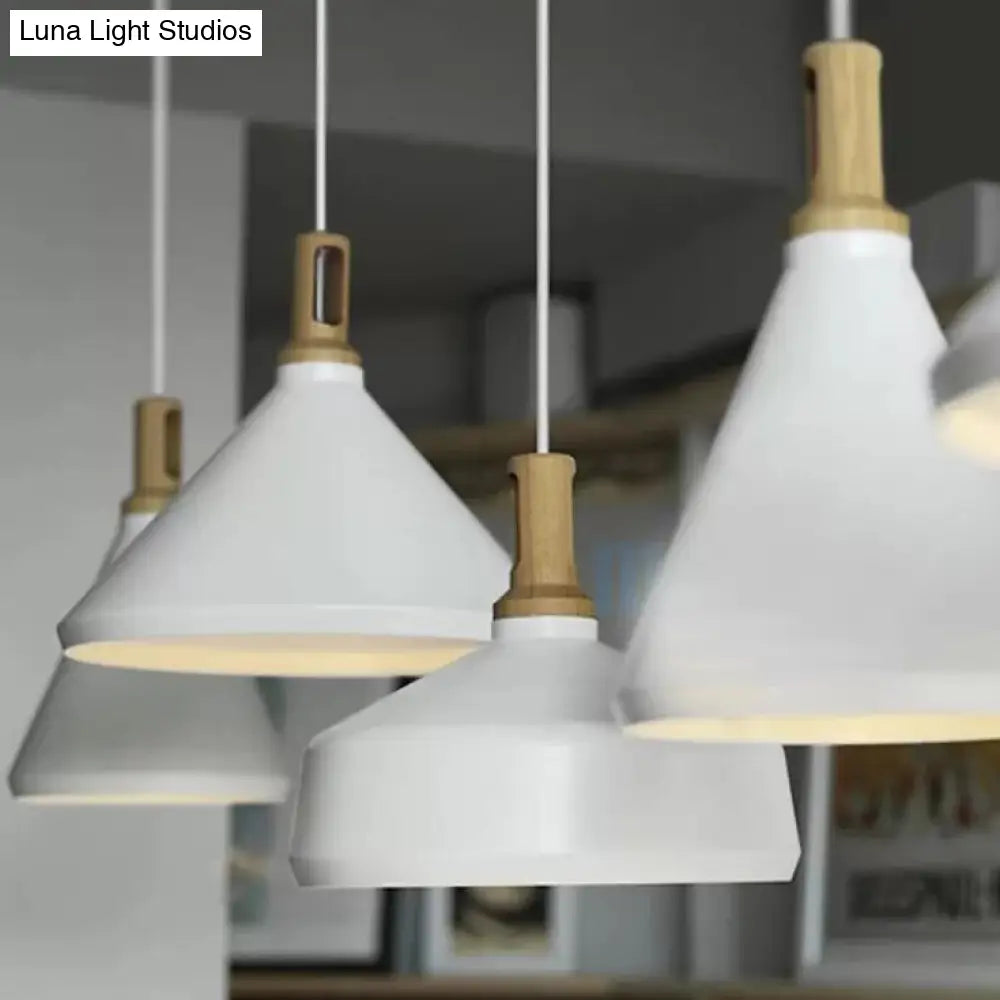 9.5/14 Wide White Pendant Lighting With Cone/Barn Metal Shade - Nordic Hanging Light For Dining Room