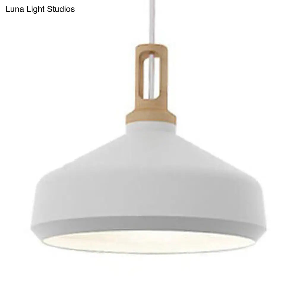 9.5/14 Wide White Pendant Lighting With Cone/Barn Metal Shade - Nordic Hanging Light For Dining Room