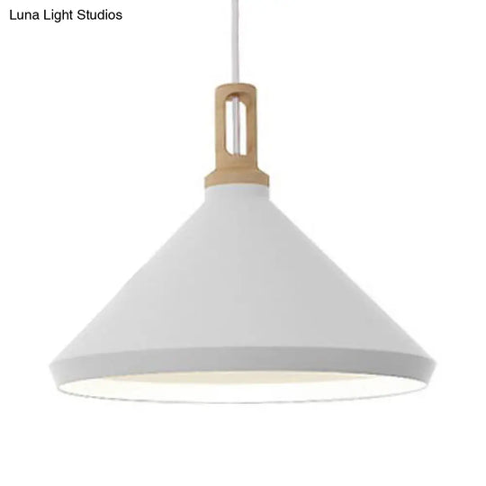 9.5/14 Wide White Pendant Lighting With Cone/Barn Metal Shade - Nordic Hanging Light For Dining Room