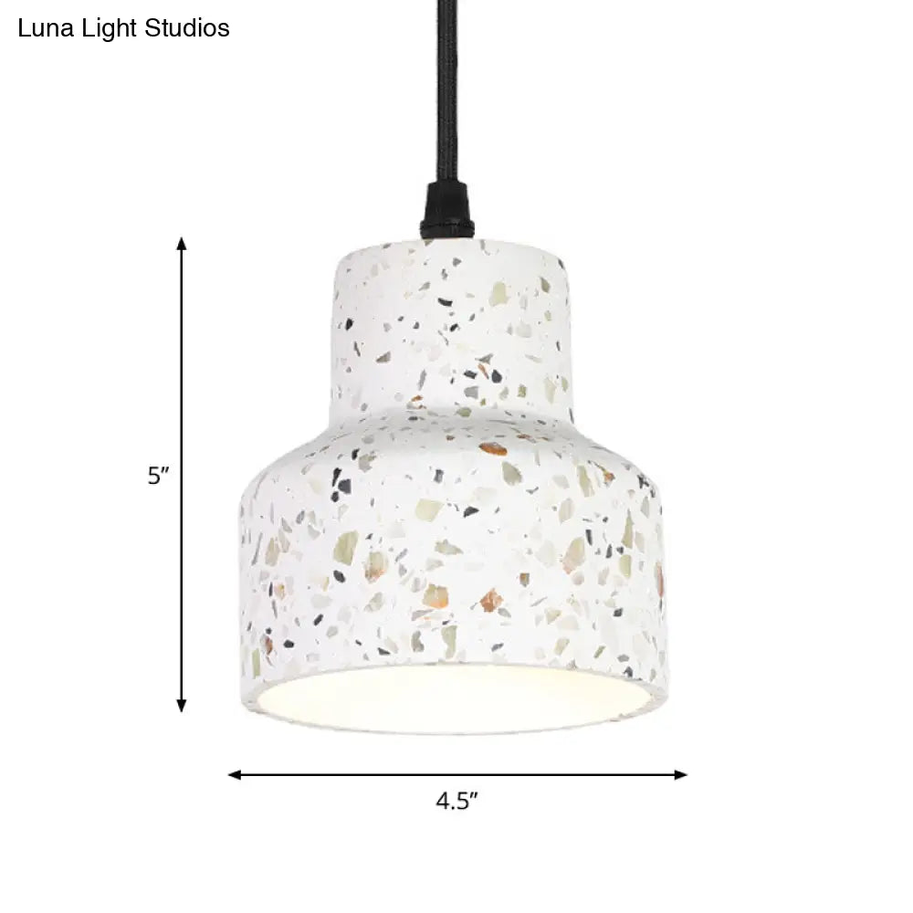 Nordic Hanging Pendant Light With Terrazzo Shade - White Disc/Cone/Cylinder Design