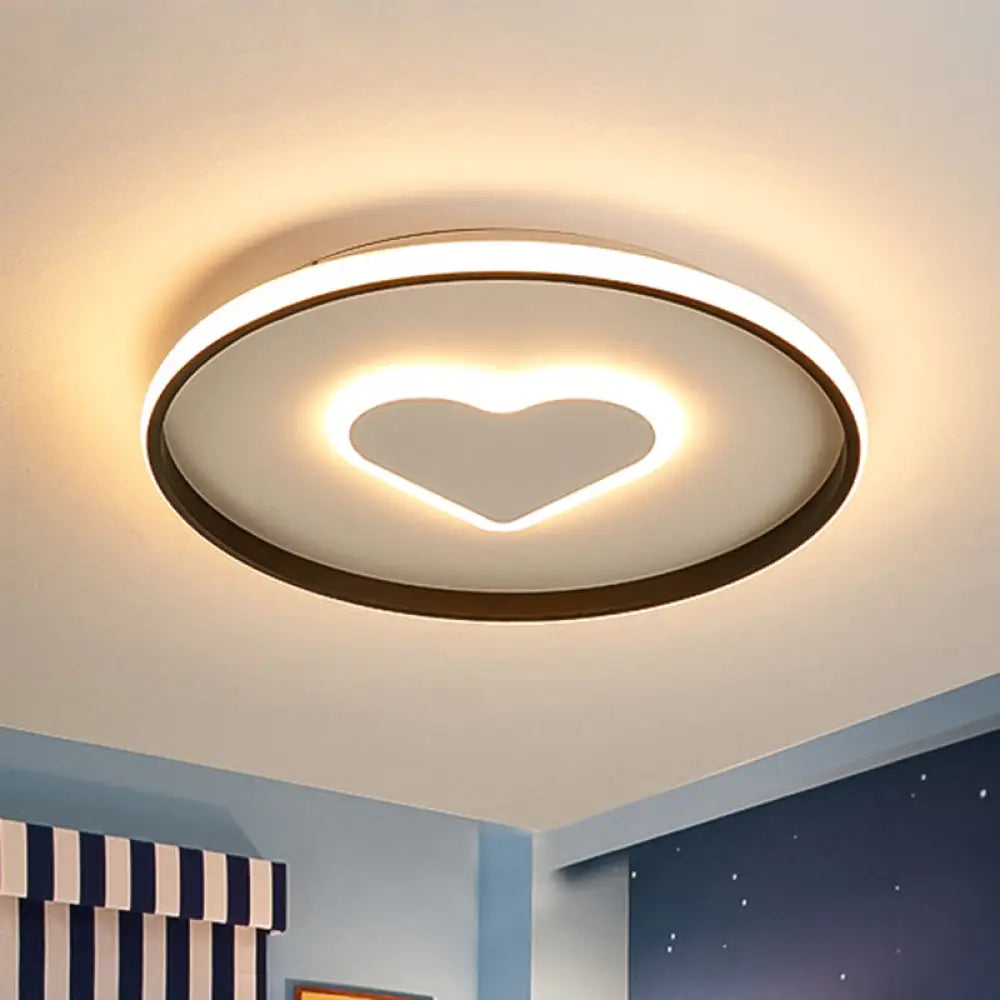 Nordic Heart Flush Mounted Led Bedroom Light - Pink/Black/White Black - White