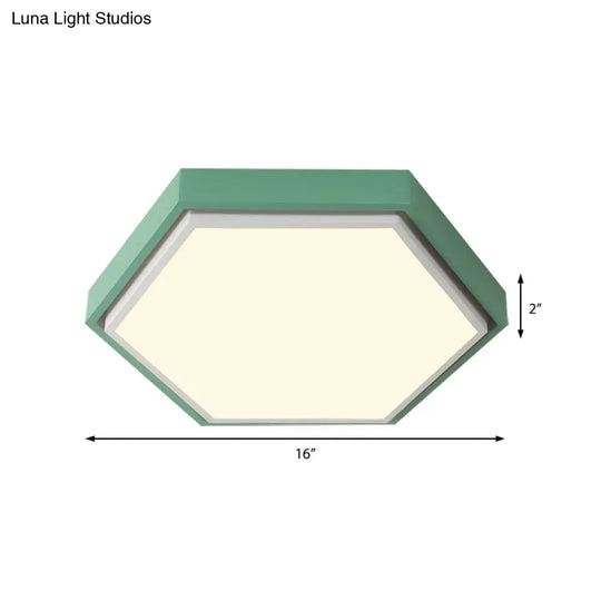 Nordic Hexagon Flushmount Metal Led Ceiling Light - Black/Green/Grey/White 16’/19.5’ Wide
