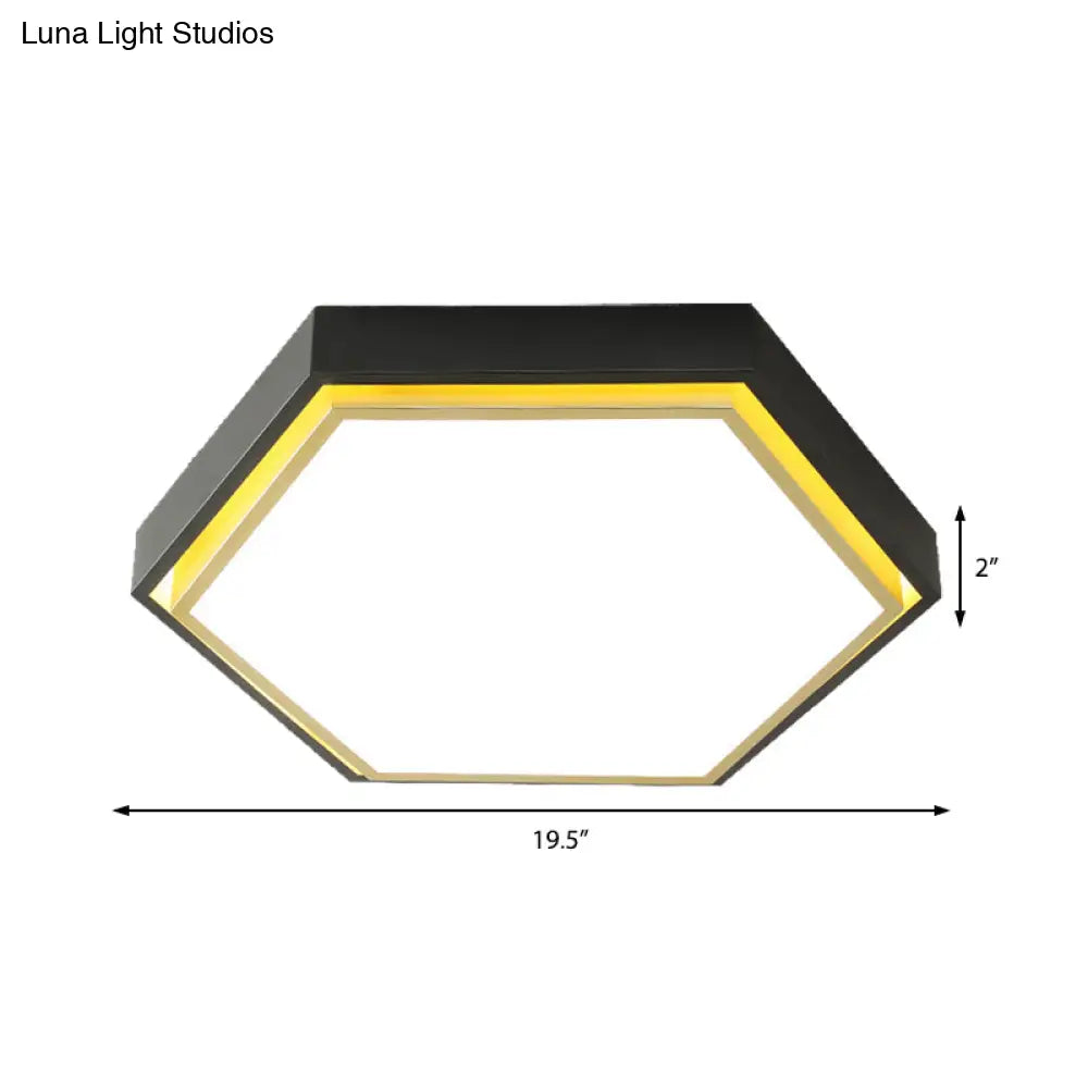 Nordic Hexagon Flushmount Metal Led Ceiling Light - Black/Green/Grey/White 16’/19.5’ Wide