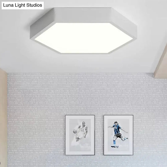 Nordic Hexagon Led Ceiling Light - Stylish Monochrome Flush Mount For Porch White