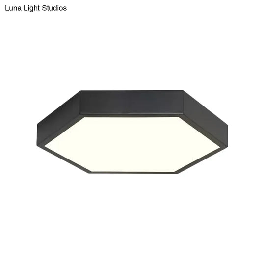 Nordic Hexagon Led Ceiling Light - Stylish Monochrome Flush Mount For Porch