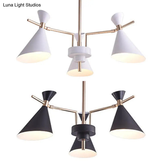 Nordic Horn Hanging Pendant Lamp - 3-Light Metal Fixture For Bedroom