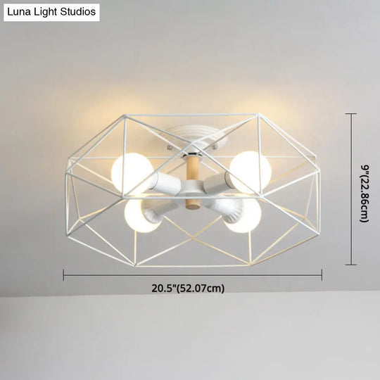 Nordic Industrial Geometric Flush Mount Ceiling Light For Bedroom - Metal Fixture